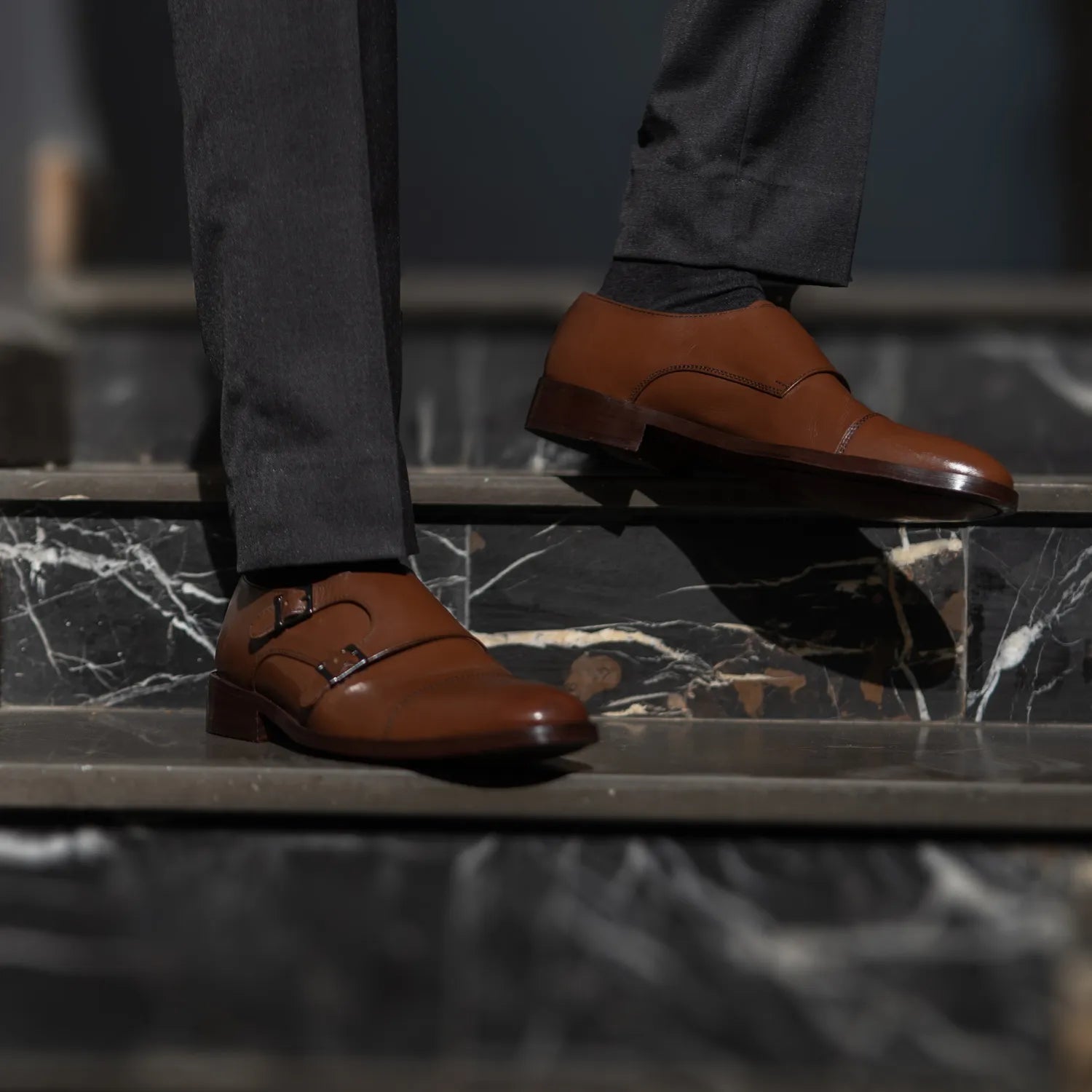 formal brown dress shoes outfit Men's Boston Double Monk Strap Brown Leather Shoes – The Jacket Maker