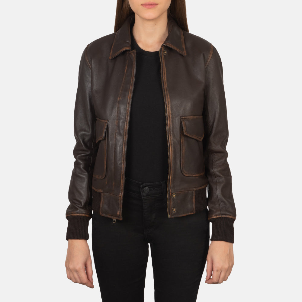 Women's Westa A-2 Brown Leather Bomber Jacket – The Jacket Maker